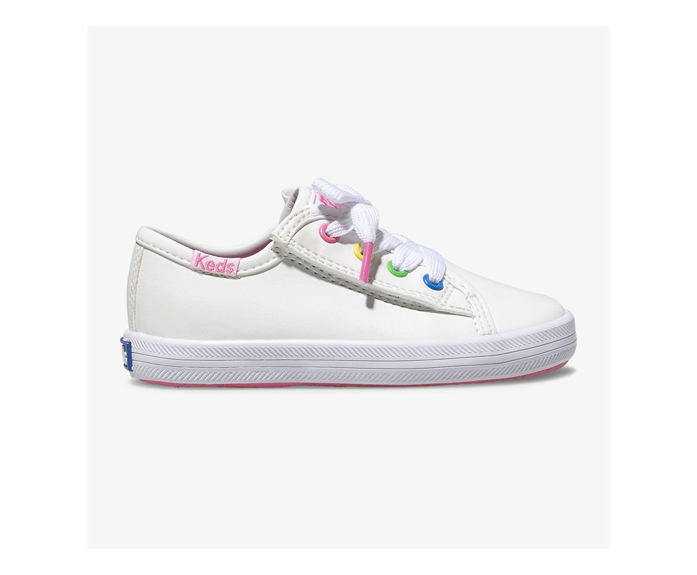 Kids Keds Sneakers - Kickstart Multi-color Eyelets Jr. - White - 0197-YOVQL